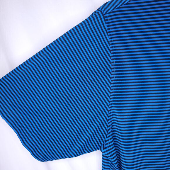 Footjoy Polo Shirt Mens Medium Striped Blue Golf Performance Activewear - Picture 4 of 12